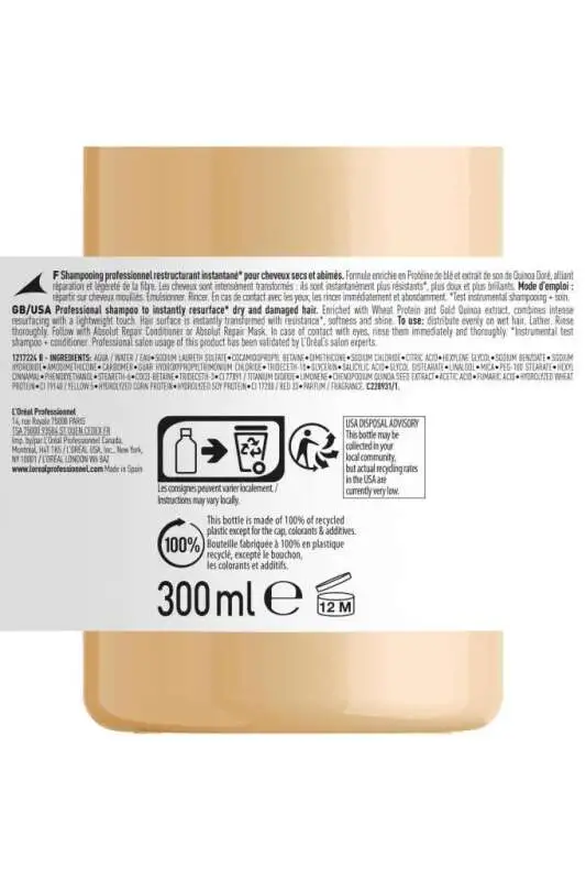 L’Oréal Professionnel Série Expert Absolut Repair Onarıcı Şampuan 300ml | Yıpranmış ve Hasar Görmüş Saçlar İçin Profesyonel Bakım - 8