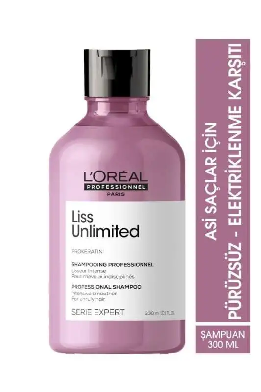 LOréal Professionnel Liss Unlimited Anti-Frizz & Soft Şampuan 300 ml - Elektriklenme Karşıtı, Yoğun Yumuşaklık ve Kabarma Önleyici - 1