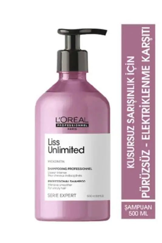 LOréal Professionnel Liss Unlimited Elektriklenme Önleyici & Yoğun Yumuşaklık Şampuan - Düz ve İnce Saçlar İçin Besleyici Bakım 500 Ml - 1