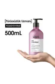 LOréal Professionnel Liss Unlimited Elektriklenme Önleyici & Yoğun Yumuşaklık Şampuan - Düz ve İnce Saçlar İçin Besleyici Bakım 500 Ml - 6