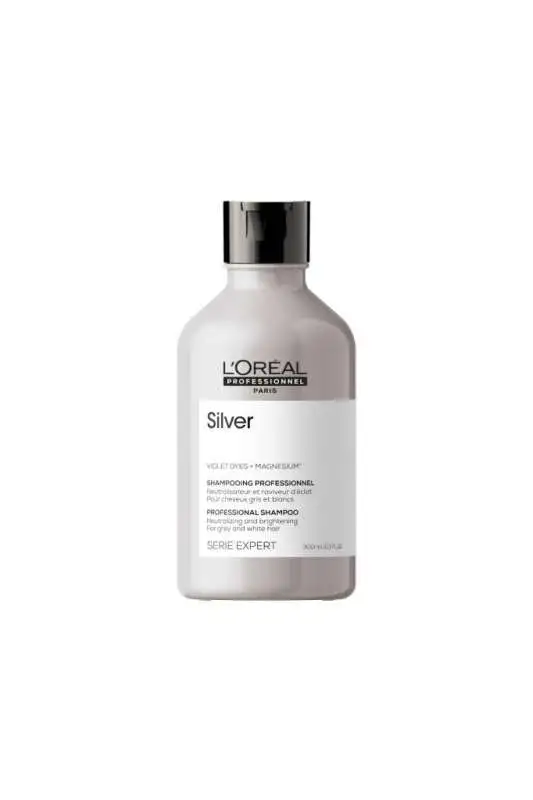 LOréal Professionnel Serie Expert Silver Gri ve Beyaz Saçlar İçin Renk Dengeleyici Mor Şampuan 300 ml - Sarı Ton Önleyici & Parlaklık - 1