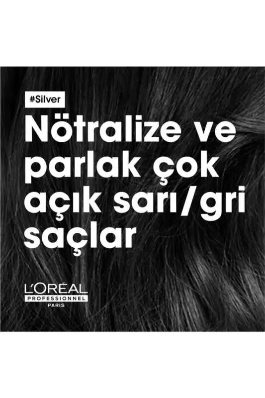 LOréal Professionnel Serie Expert Silver Gri ve Beyaz Saçlar İçin Renk Dengeleyici Mor Şampuan 300 ml - Sarı Ton Önleyici & Parlaklık - 3