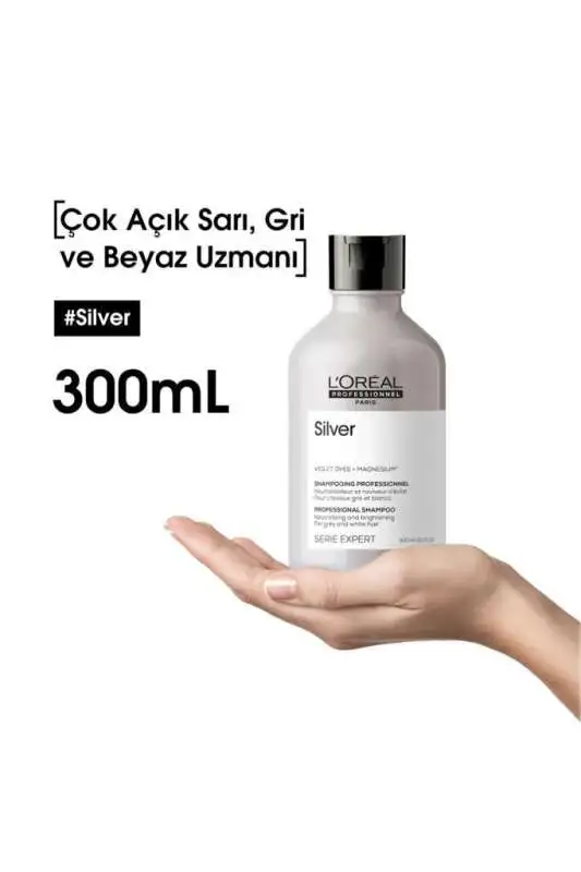 LOréal Professionnel Serie Expert Silver Gri ve Beyaz Saçlar İçin Renk Dengeleyici Mor Şampuan 300 ml - Sarı Ton Önleyici & Parlaklık - 6