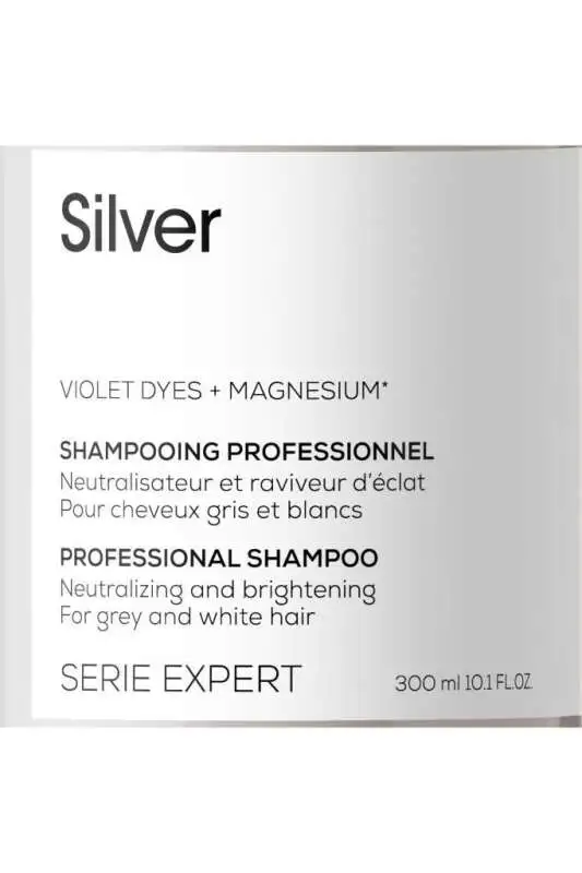LOréal Professionnel Serie Expert Silver Gri ve Beyaz Saçlar İçin Renk Dengeleyici Mor Şampuan 300 ml - Sarı Ton Önleyici & Parlaklık - 7