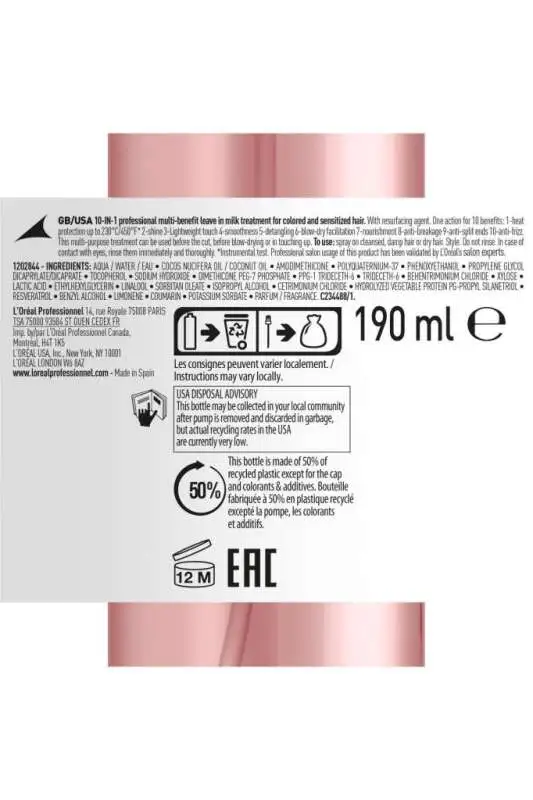 LOréal Professionnel Serie Expert Vitamino Color 10 Etkili Mucize Bakım Spreyi 190ml - Boyalı Saçlarda Renk Koruma & Nemlendirme - 8