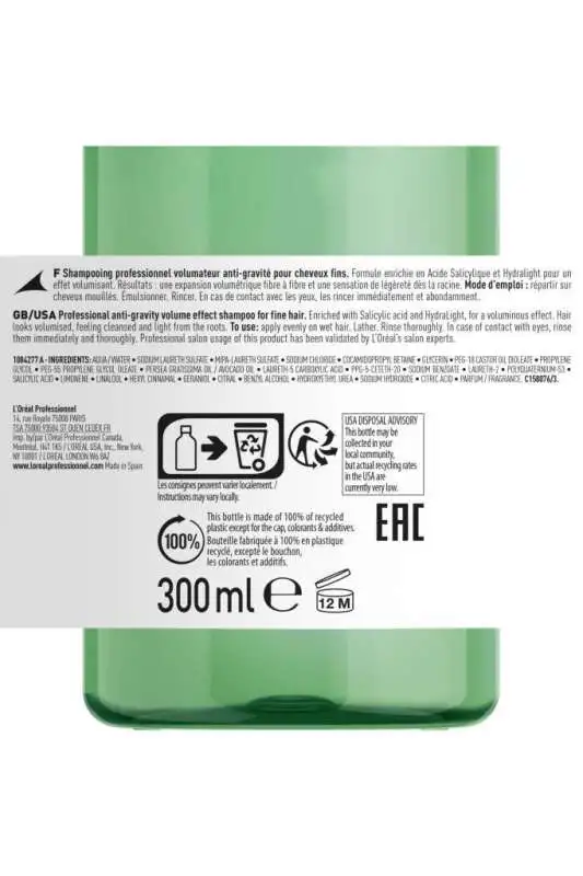 LOréal Professionnel Serie Expert Volumetry İnce Telli Saçlar İçin Hacim ve Dolgunluk Şampuanı 300 ml - Sülfatsız Formül & Saçı Kalınlaştırıcı - 8