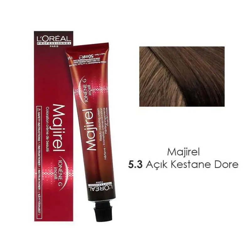 LOréal Majirel Saç Boyası 50 ml | 5.3 Açık Kestane Dore, Kalıcı ve Parlak Renk - 1