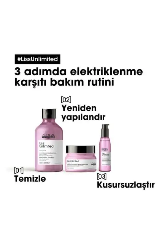 LOréal Professionnel Liss Unlimited Asi ve Dalgalı Saçlar İçin Yoğun Düzleştirici Maske - Kalıcı Pürüzsüzlük ve Isı Koruması 250 Ml - 6