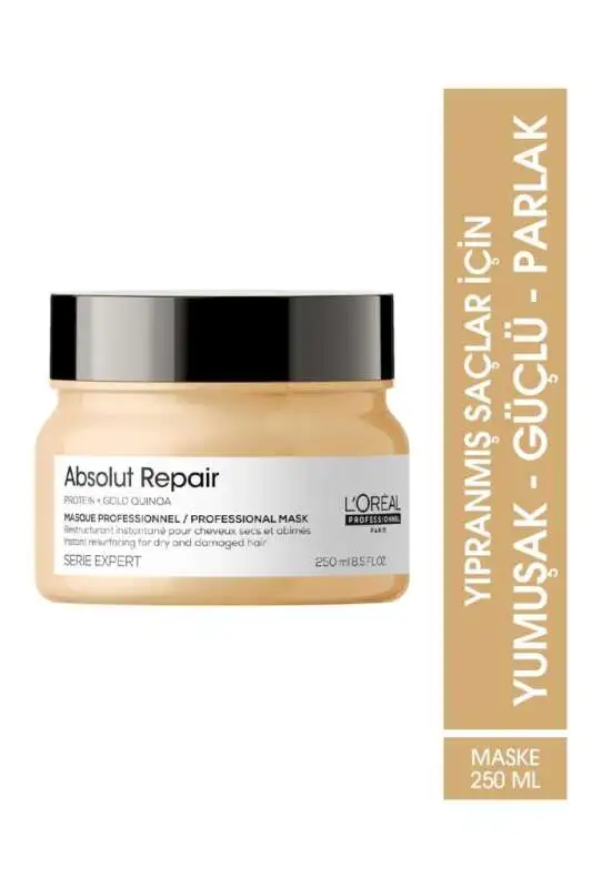 LOréal Professionnel Serie Expert Absolut Repair Yıpranmış Saçlar İçin Onarıcı Maske 250ml - Yoğun Keratin & Lipid Bakım - 1