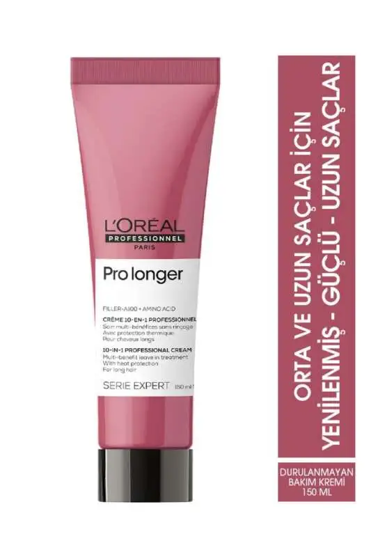 LOréal Professionnel Pro Longer Uzun Saçlar İçin 10 Etkili Durulanmayan Yenileyici Krem 150ml - Kırık Uç Onarımı & Saç Uzatma Desteği - 1
