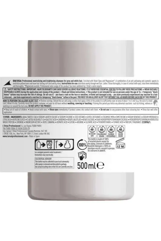 LOréal Professionnel Serie Expert Silver Mor Şampuan - Sararan ve Matlaşan Saçlar İçin Mor Pigmentli Arındırıcı Şampuan 500 ml - 7