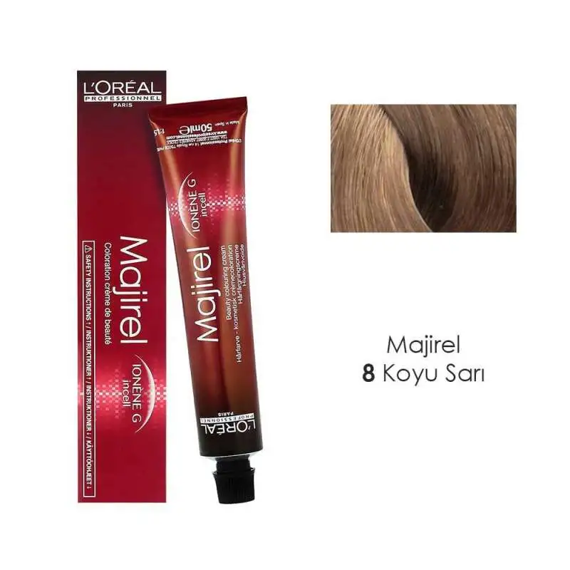 LOréal Professionnel Majirel 8 Koyu Sarı Saç Boyası 50 ml | Doğal ve Kalıcı Sarı Tonları - 1