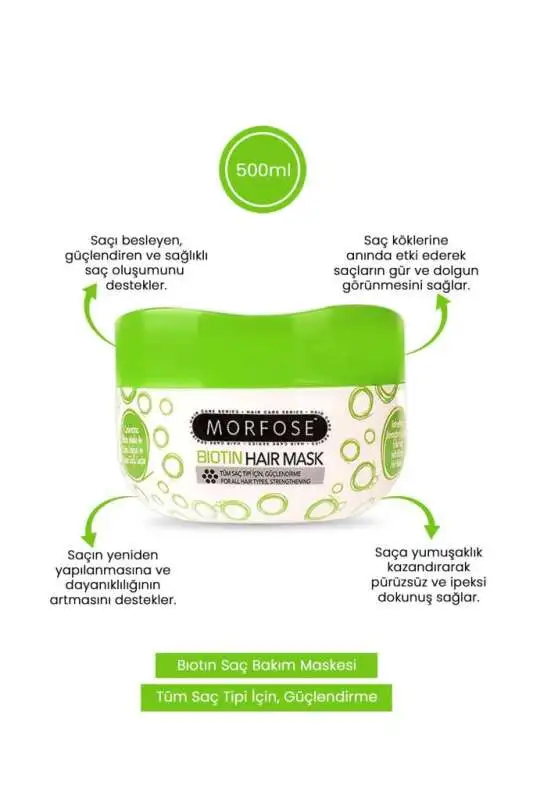 Morfose Biotin Saç Maskesi Yeşil 500ml | Güçlü ve Parlak Saçlar İçin Bakım - 2