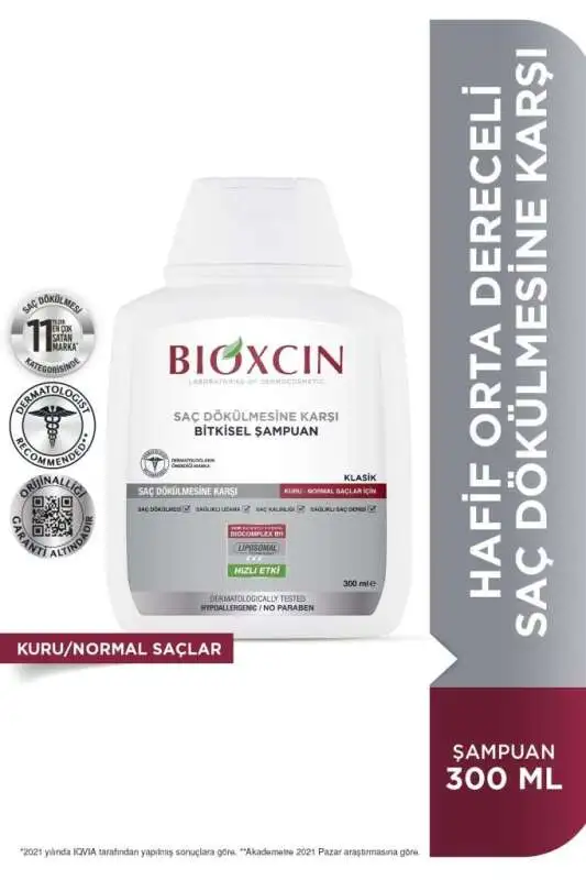 Bioxcin Klasik Saç Dökülmesi Karşıtı Şampuan - Kuru ve Normal Saçlar İçin Besleyici Formül 300 ml - 2