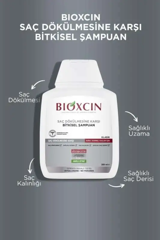 Bioxcin Klasik Saç Dökülmesi Karşıtı Şampuan - Kuru ve Normal Saçlar İçin Besleyici Formül 300 ml - 5