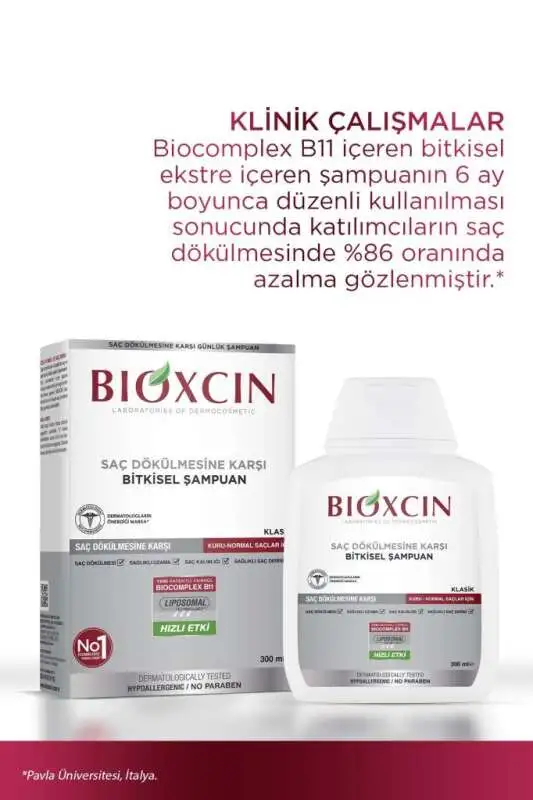 Bioxcin Klasik Saç Dökülmesi Karşıtı Şampuan - Kuru ve Normal Saçlar İçin Besleyici Formül 300 ml - 6