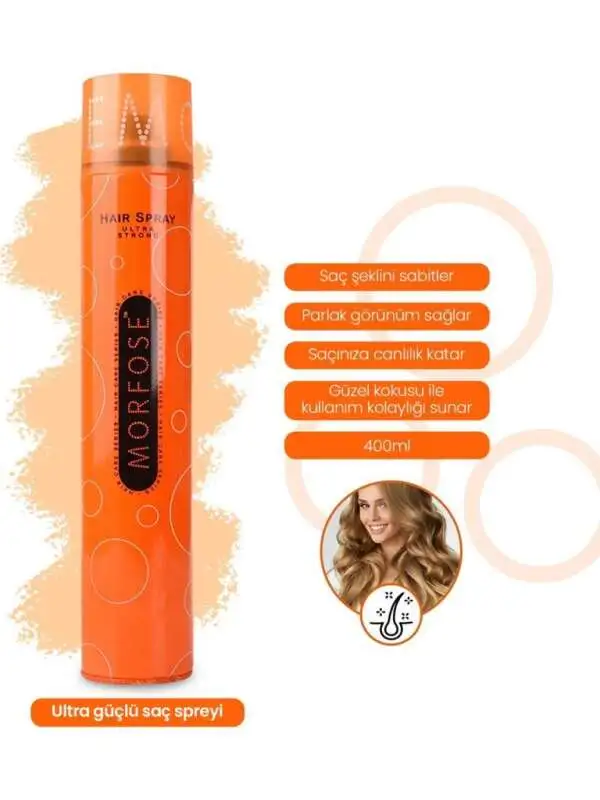 Morfose Ultra Sert Saç Spreyi 400ml | Yüksek Tutuculuk ve Kalıcı Saç Modeli - 2