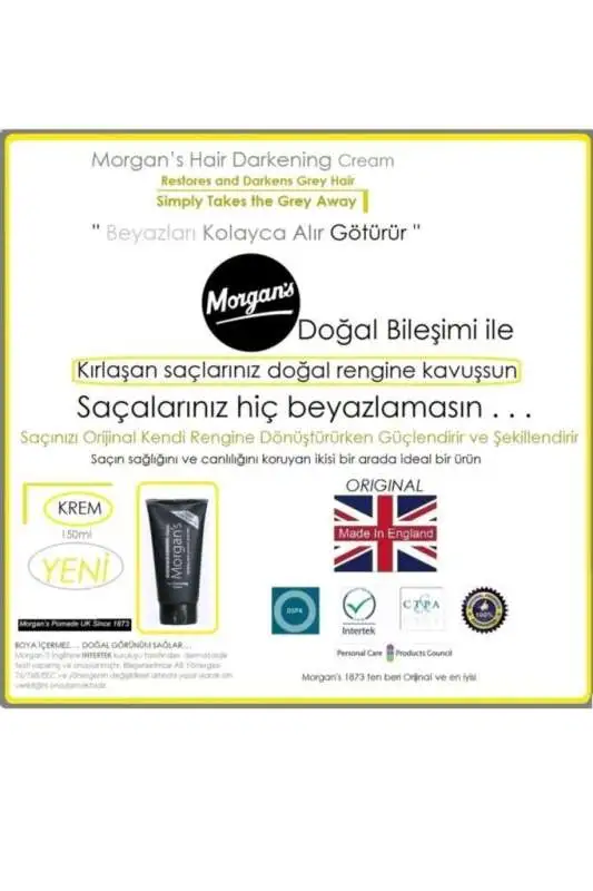 Morgans Pomade Hair Darkening Cream - Gri Örtücü ve Saç Koyulaştırıcı Bakım Kremi 150ml - 2