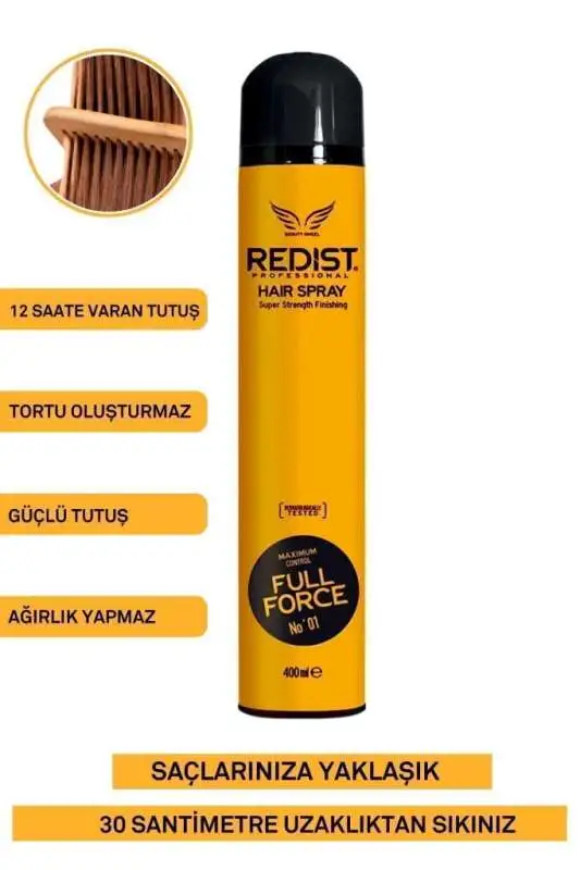 Redist Full Force Extra Sert Saç Spreyi 400ml | Güçlü Sabitleme ve Uzun Süreli Etki - 8