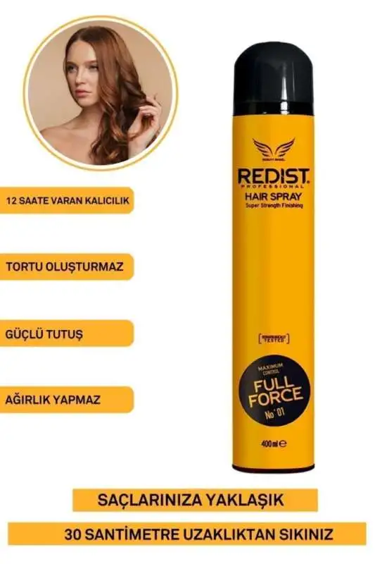 Redist Full Force Extra Sert Saç Spreyi 400ml | Güçlü Sabitleme ve Uzun Süreli Etki - 7