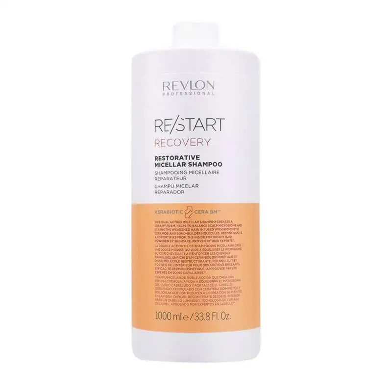 Revlon Restart Recovery Restorative Onarıcı Güçlendirici Şampuan 1000 ml | Kırılgan ve Zayıf Saçları Güçlendirip Onaran Derinlemesine Bakım - 1