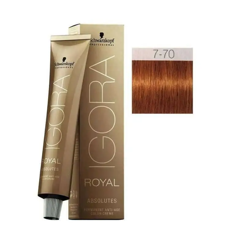 Schwarzkopf Igora Royal Absolutes 7-70 Kumral Doğal Bakır Saç Boya 60ml - 1