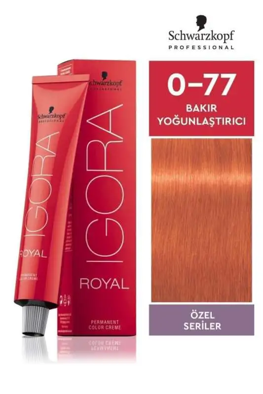Schwarzkopf Igora Royal Colors 0-77 Bakır Yoğunlaştırıcı Saç Boyası 60ml | Yoğun Bakır Renk Pigmenti - 1