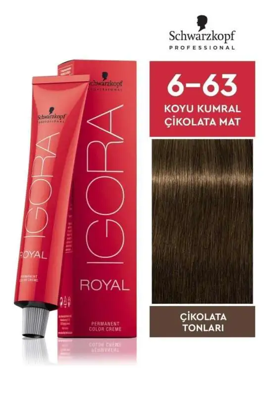 Schwarzkopf Igora Royal Colors 6-63 Koyu Kumral Çikolata Mat Saç Boyası 60 ml | Zengin Çikolata Tonları, Mat ve Doğal Görünüm - 1