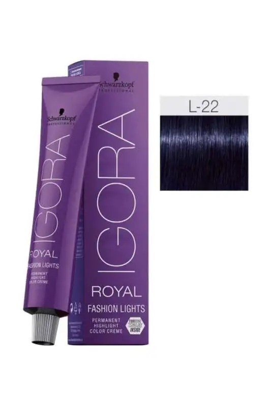 Schwarzkopf Igora Royal Fashion Lights L-22 Yoğun Küllü Saç Boyası 60 ml | Uzun Süre Kalıcı, Canlı ve Yoğun Küllü Renkler - 1