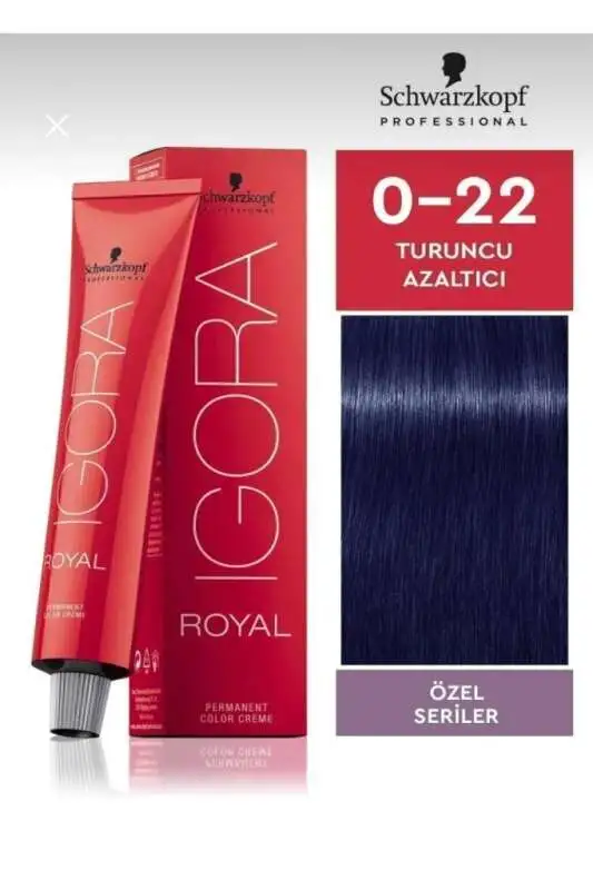 Schwarzkopf Igora Royal Saç Boyası 0-22 Turuncu Azaltıcı 60 ml | İstenmeyen Sıcak Yansımaları Nötralize Edin - 1