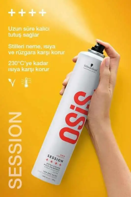 Schwarzkopf Osis+ Hold Session Extra Strong Hold Güçlü Tutuşlu Saç Şekillendirici Sprey 500ml | Uzun Süreli Sabitleme ve Hacim - 3