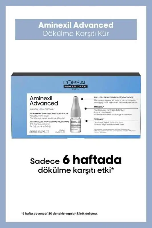 LOréal Professionnel Aminexil Advanced Saç Dökülmesine Karşı Etkili Kür 10x6 ml - Yoğun Güçlendirme & Saç Köklerini Canlandırma - 1