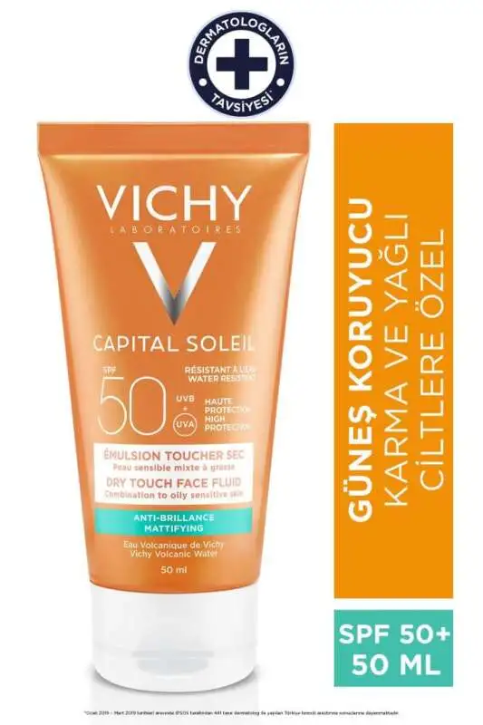 Vichy Capital Soleil Spf50+ Mattifying Face Fluid Dry Touch Yüz için Güneş Kremi 50ml - 2