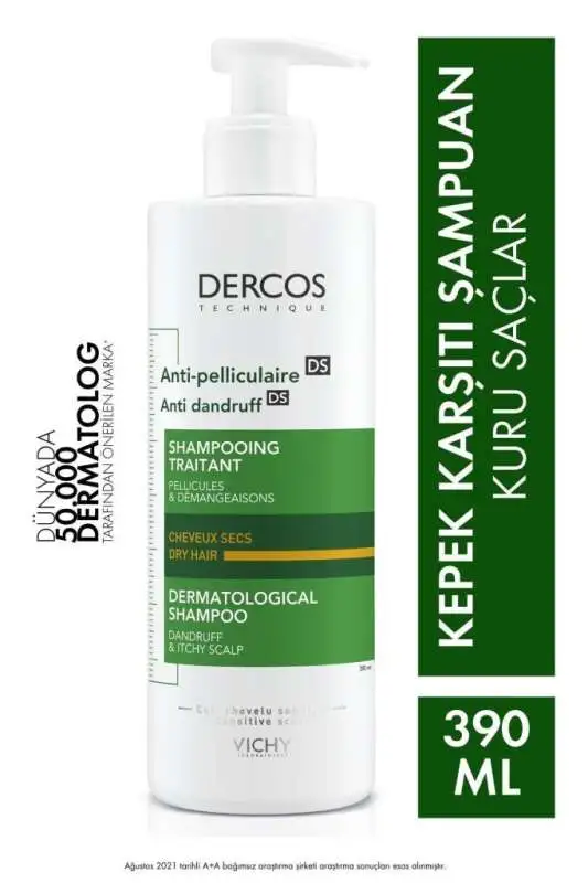 Vichy Dercos Anti-Dandruff DS Kepek Karşıtı Kuru Saçlar için Şampuan 390 ml - 1