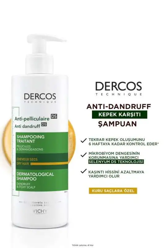 Vichy Dercos Anti-Dandruff DS Kepek Karşıtı Kuru Saçlar için Şampuan 390 ml - 2