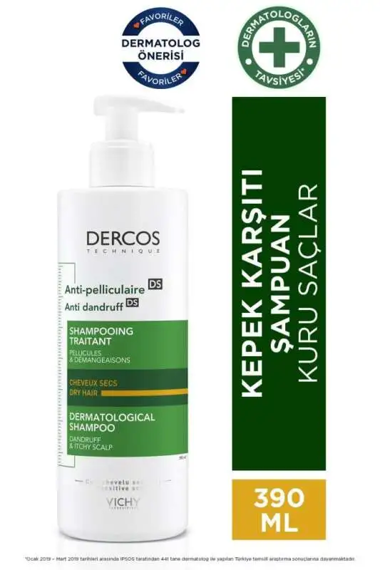 Vichy Dercos Anti-Dandruff DS Kepek Karşıtı Kuru Saçlar için Şampuan 390 ml - 5