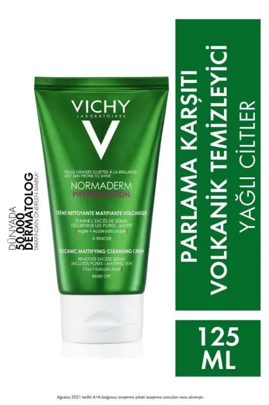 Vichy Normaderm Phytosolution Yağlı Ciltler için Parlama Karşıtı Volkanik Yüz Temizleme Jeli 125 ml - 1