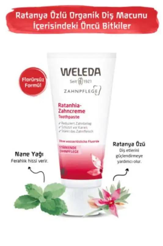 Weleda Ratanhia Özlü Doğal Diş Macunu 75 ml | Ağız Bakımı ve Diş Sağlığı İçin Doğal İçerik - 1